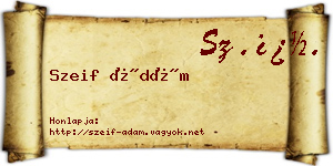 Szeif Ádám névjegykártya